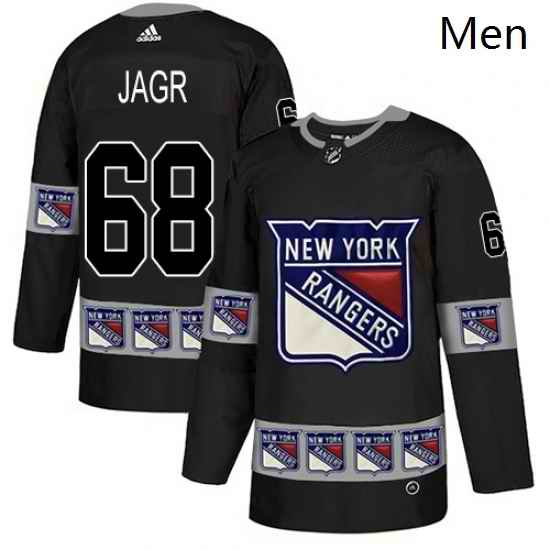 Mens Adidas New York Rangers 68 Jaromir Jagr Authentic Black Team Logo Fashion NHL Jersey